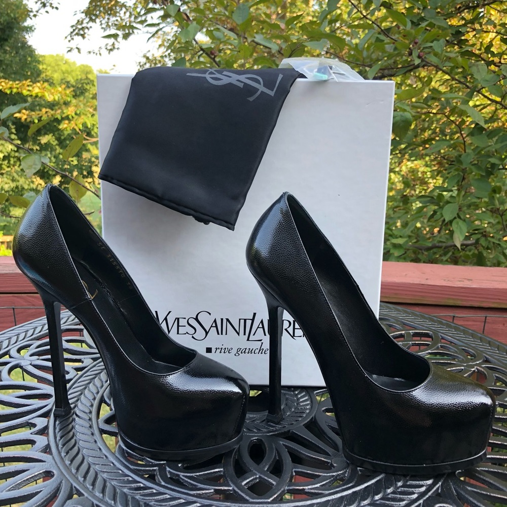 YSL Black Tribute Platform Pumps. Like New Size 38